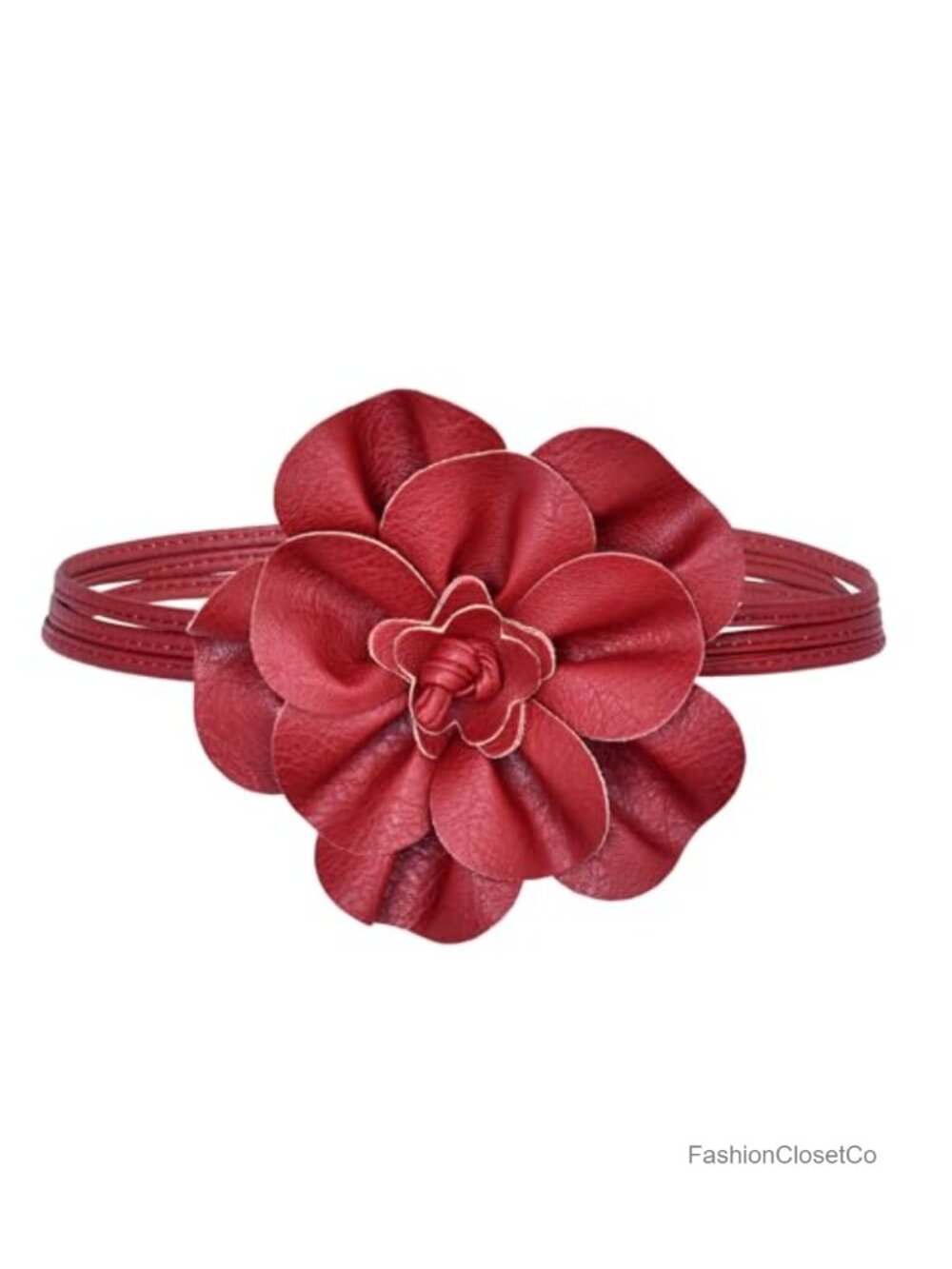 PU Leather Floral Waist Belt Skinny Tie Boho Wrap Sash